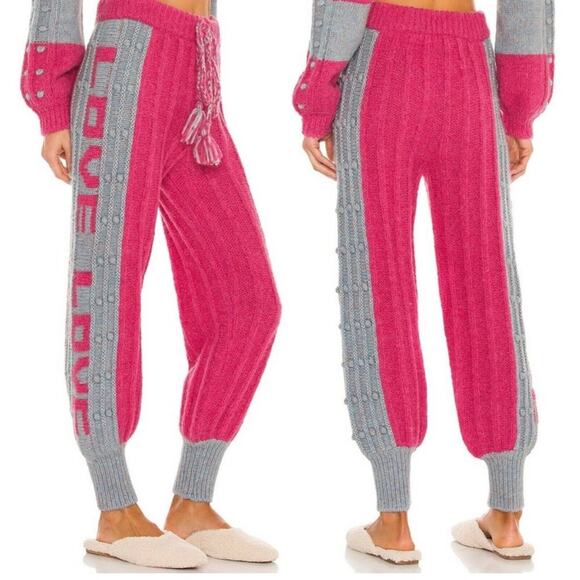 Loveshackfancy Landana Pink Knit Jogger Lounge Sleep Yoga Pants Size XS NWT - Picture 1 of 12